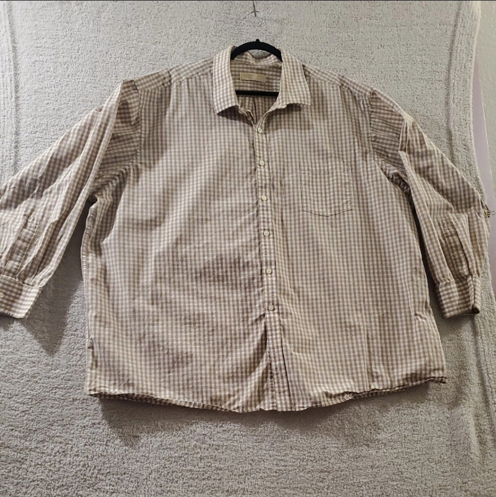 Michael Kors Tan Checkered Casual Shirt 20 34/35